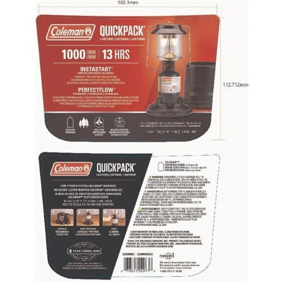 Quick-Pack 810 Lumens 2-Mantle Propane Lantern with Carry Case, Black - Picture 6 of 6